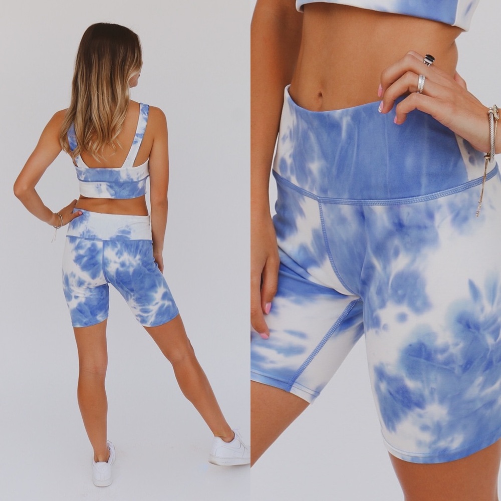 blue tie dye biker shorts - Picture 3 of 3